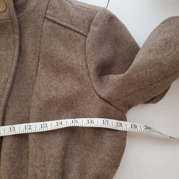 New York & Co. M‎ Wool Short Peacoat Peplum Zipper & Snap Closure Military Brown - Picture 7 of 11